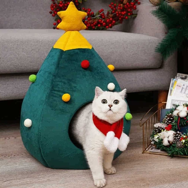 Product Photo of Cat in House - Christmas Tree Bed or House for Cat and Dog