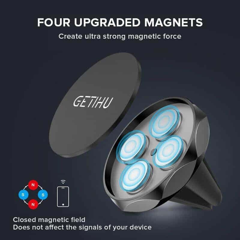 Four Upgraded Magnets - Magnetic Air Vent Phone Holder