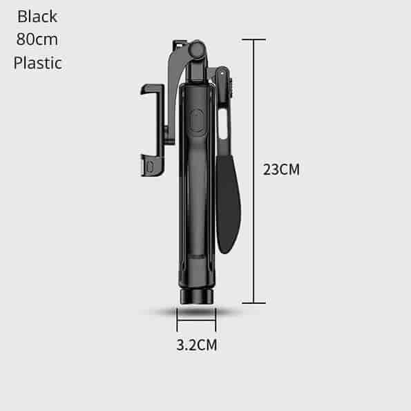 Color 'Black' - Kind 'Plastic 80cm' - Phone Stabilizer - Selfie Stick, Build-in Tripod and Remote Control